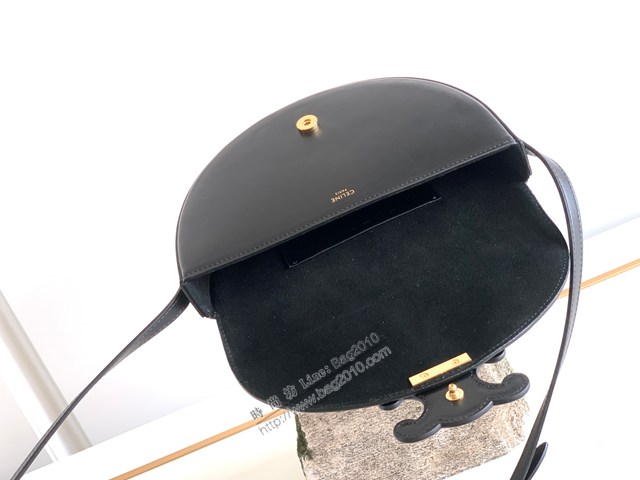 Celine專櫃2022秋冬新款BESACE TRIOMPHE光滑牛皮革手袋全新月亮包 賽琳全皮腋下包半月包 sldj2334